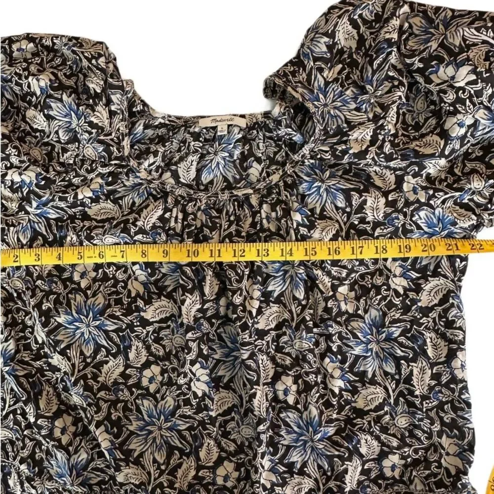 Madewell Puff-Sleeve Scoopneck Top Dark Carob Large